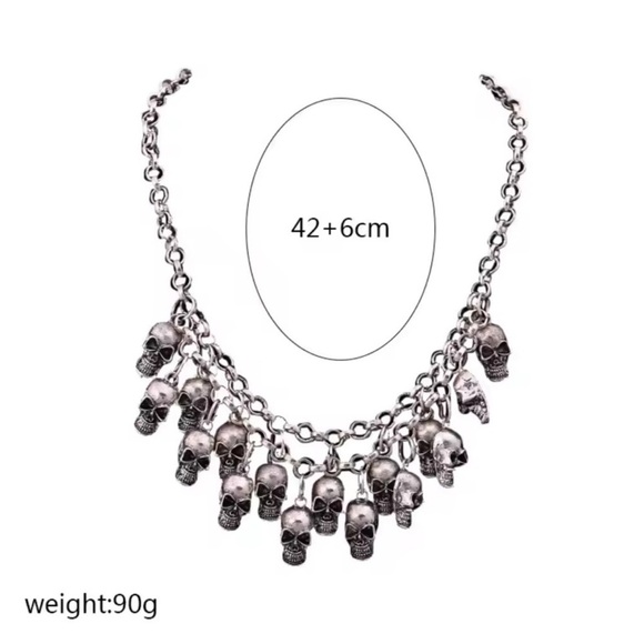 Gothic Skull Charm Silver Necklace - Picture 5 of 5